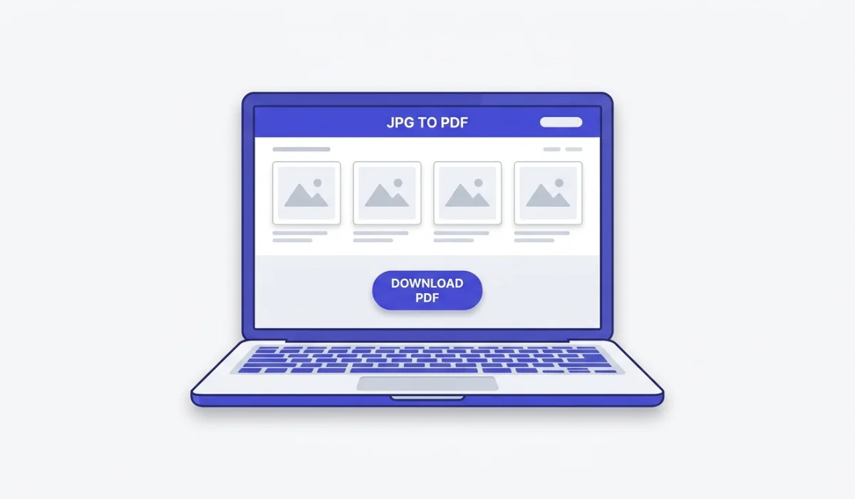 Multiple images loaded into a JPG-to-PDF combiner in a browser