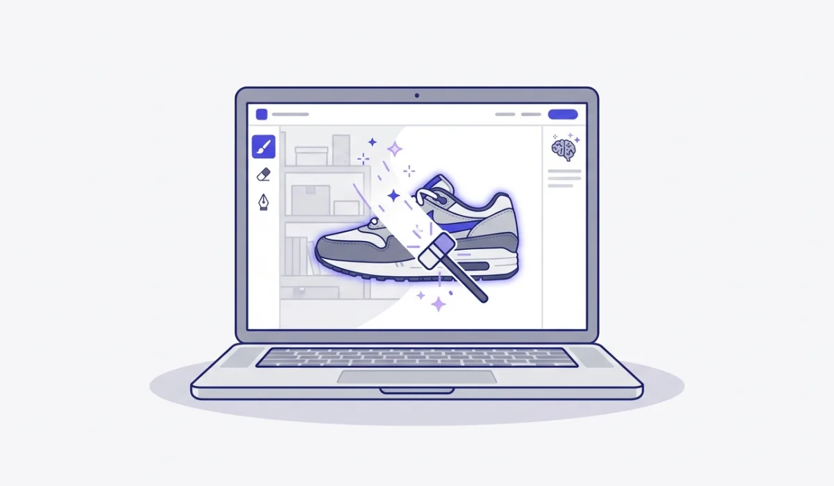 The AI background remover cutting a product out of its photo in a browser